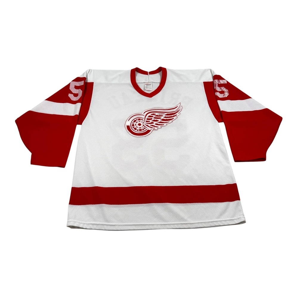 Vintage Detroit Red Wings Jersey Mens Large White NHL Hockey Primeau 55 CCM 90s